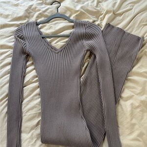 Balance Athletica Ribbed Bodycon Dress in Taupe